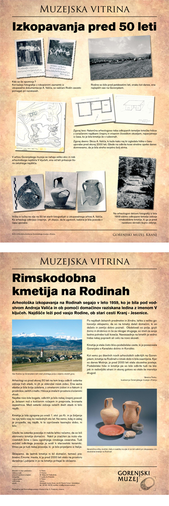 Muzejska vitrina - Izkopavanja v Rodinah