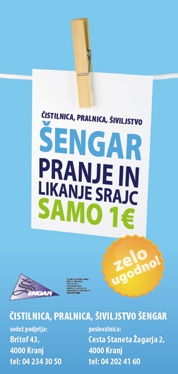 Oglas za čistilnico Šengar